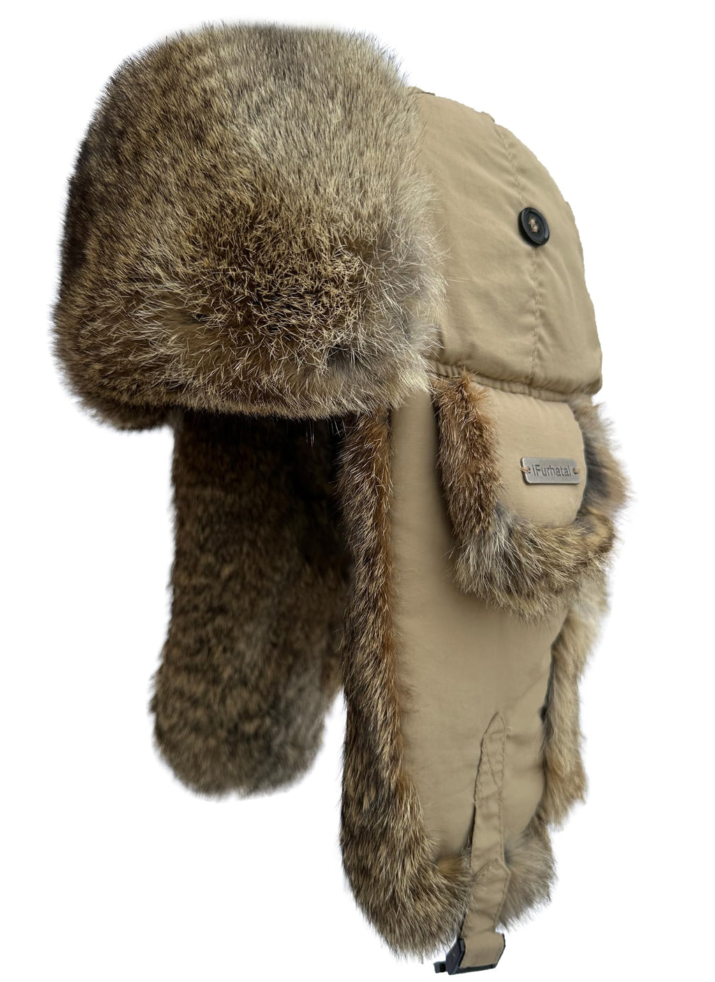 Winter Trapper Hat for Men Women 100% Real Rabbit Fur Russian Fur Winter Ushanka Hat Men Aviator Hat Mens Trapper Hat with Ear Flaps Khaki